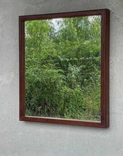 French Vintage Wooden Wall Mirror – 32 × 37 cm – actual product photo 4