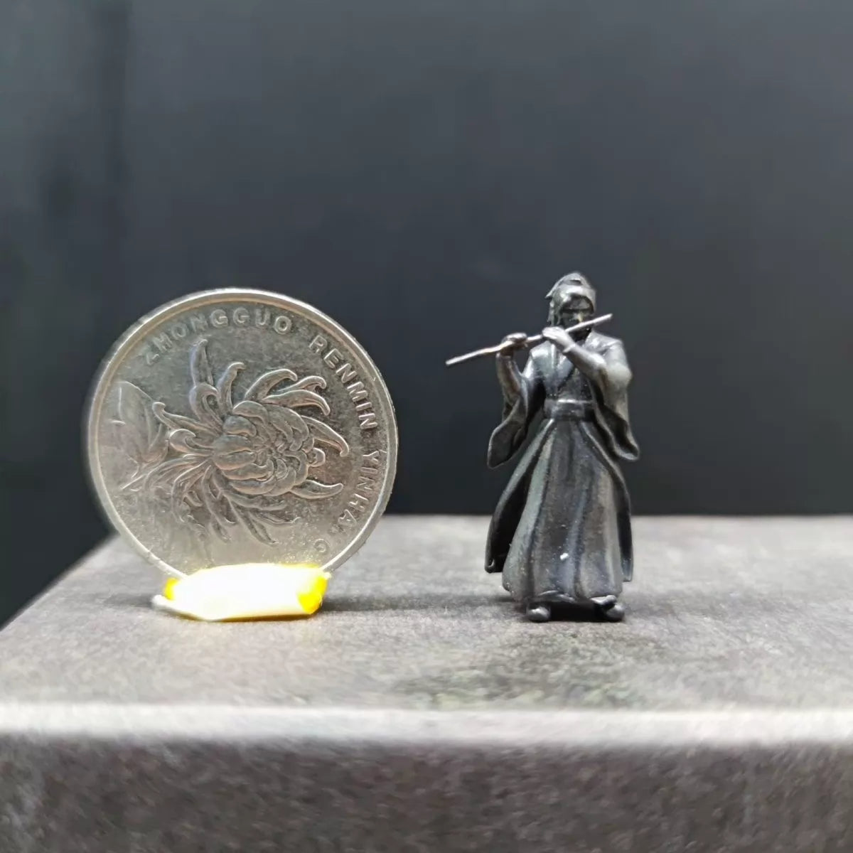 Miniature Brass Flute Player Figurine 1