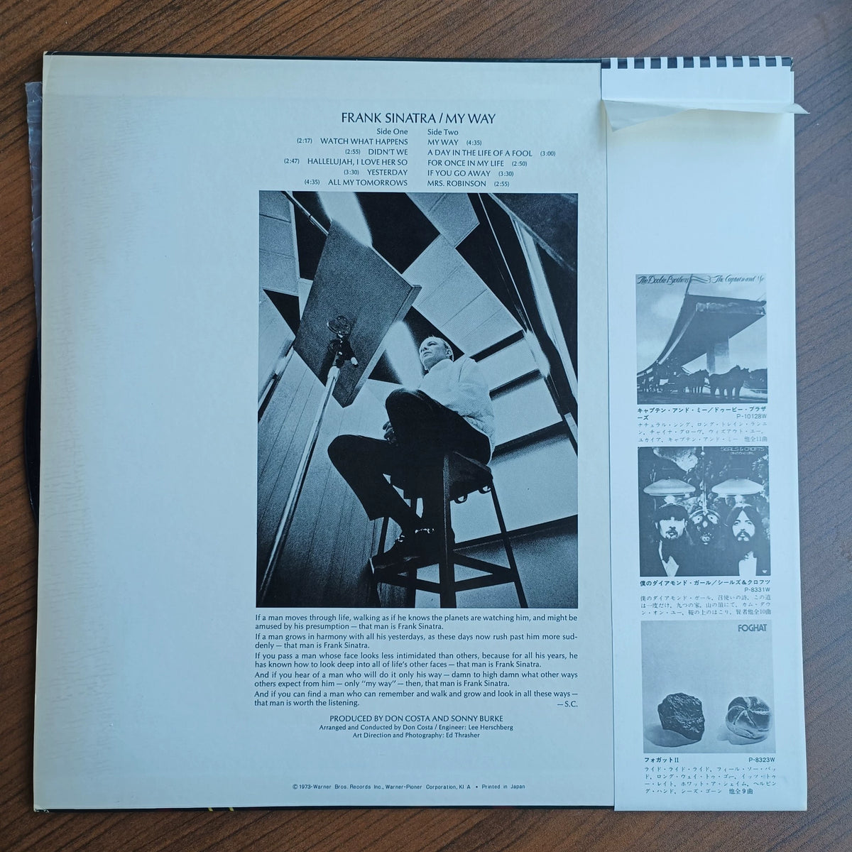 Frank Sinatra – My Way – Japanese LP with OBI – actual item photograph 2