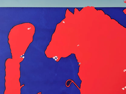 T. Abe – Red and Blue Creatures, Numbered Screenprint