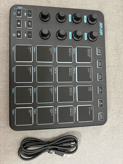 JAMJUM JP-1 – Black MIDI Pad Controller, Open Box
