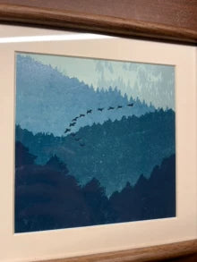 Bowen 空谷 / Empty Valley — Framed Reduction Woodcut