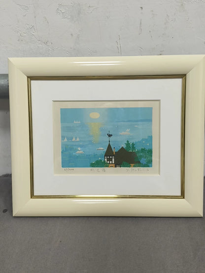 Blue Harbor Landscape – Framed Art Print