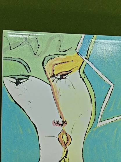 Masuo Ikeda – Abstract Faces – Framed Ceramic Art Plaque – detail 7