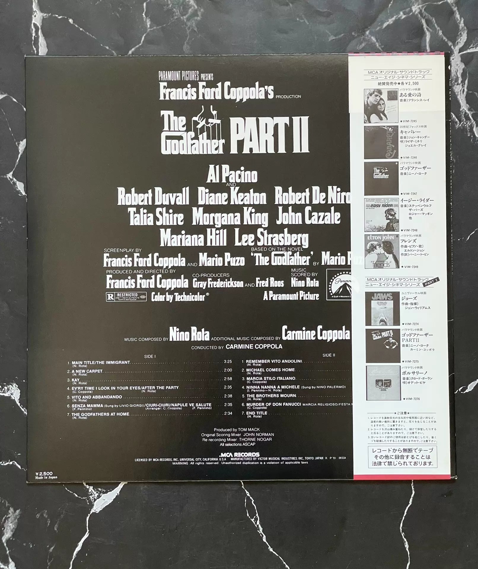 Nino Rota – The Godfather Part II – 1981 Japan Vinyl (LP) – product photo 2