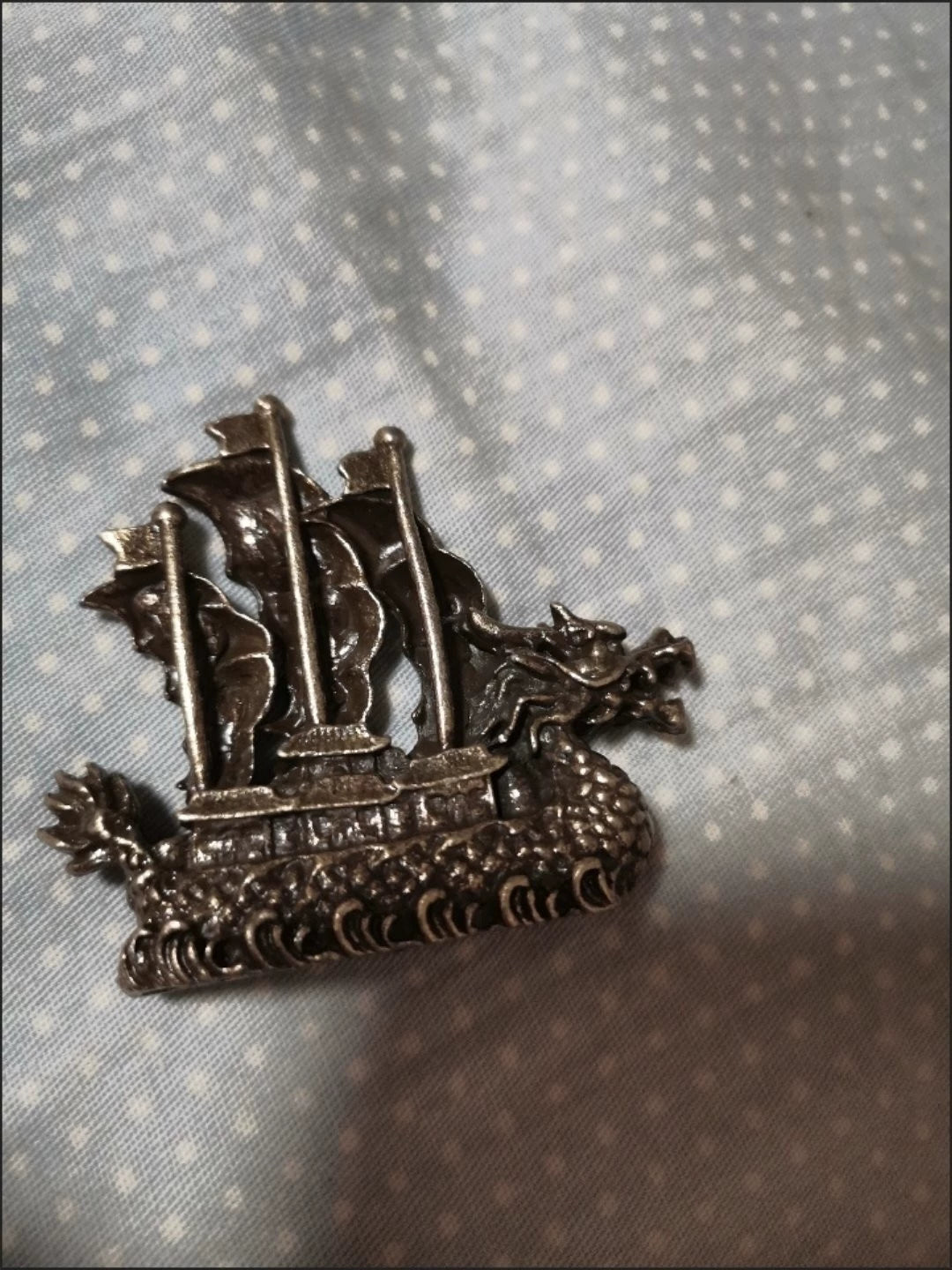 Miniature Brass Dragon-Head Sailing Boat 3