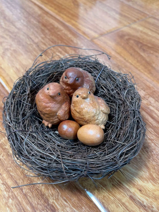 Wooden Bird Nest Sculpture 1