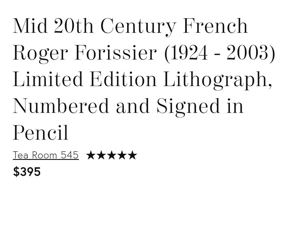 Roger Forissier – Signed 1985 Original Lithograph, Edition of 200 — original seller image 6