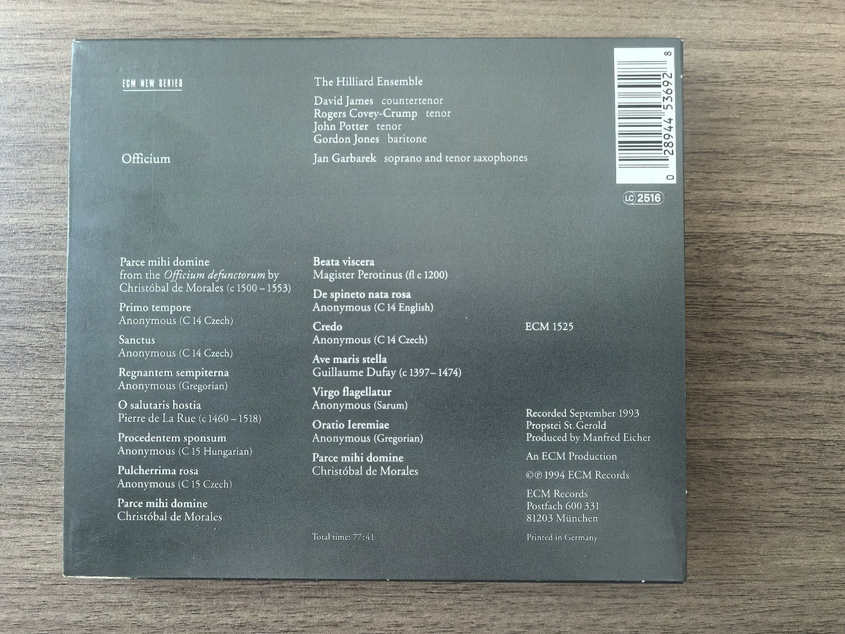 Jan Garbarek & The Hilliard Ensemble – Officium (CD) – photo 3