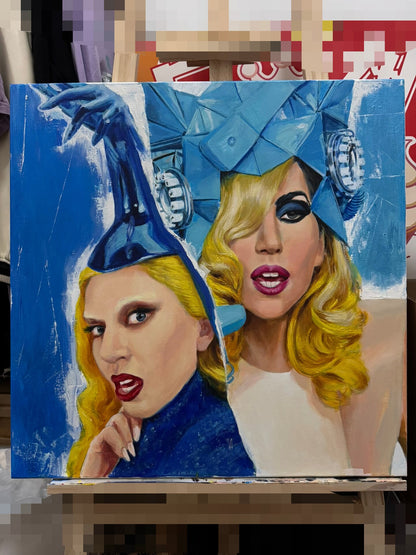 Lady Gaga – MAYHEM Blue Theme Original Painting 60 × 60 cm