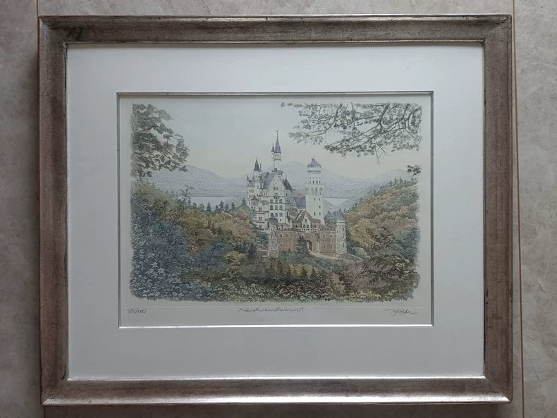 織田義郎 – Signed Framed Landscape Etching