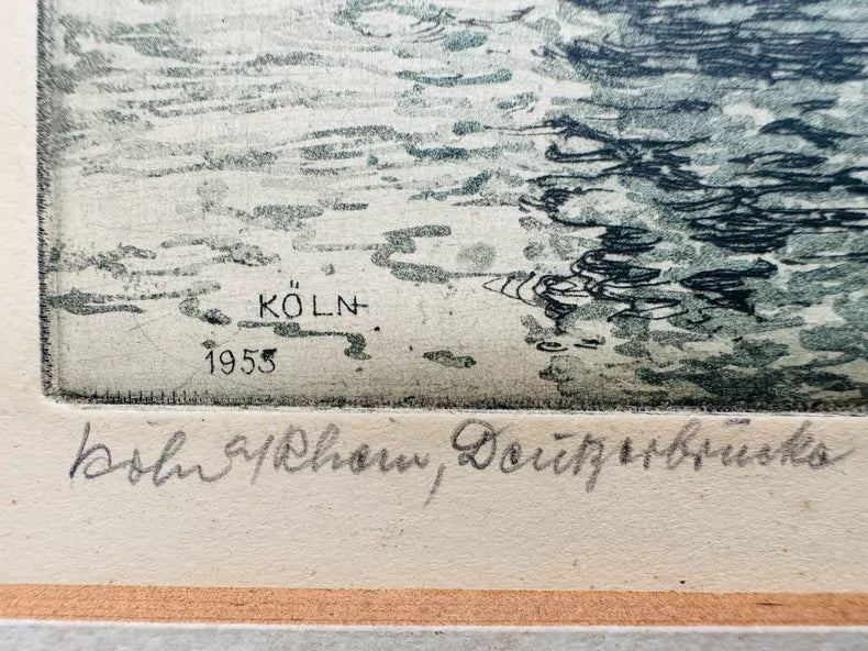 Josef Eidenberger – Köln Deutzer Brücke – Signed Framed Etching