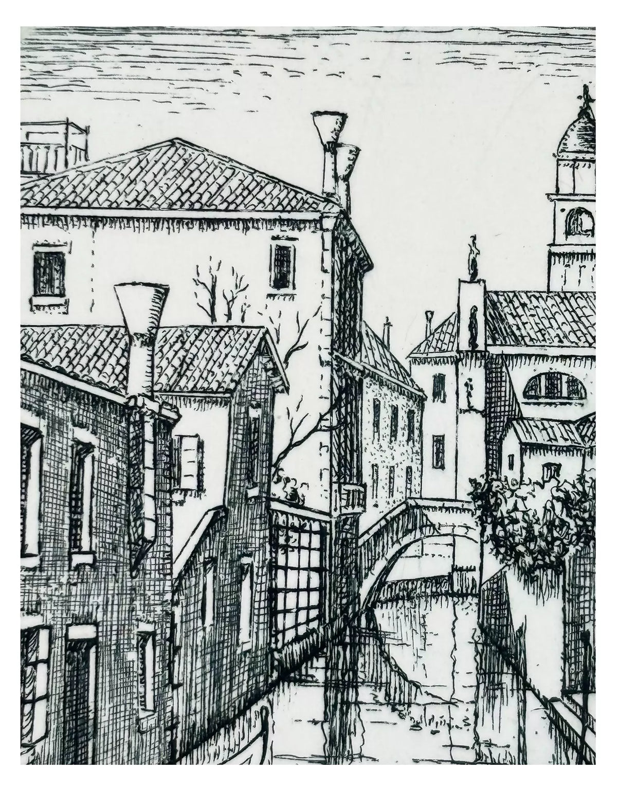 Venice Canal – Miniature Framed Etching – actual item photograph 6