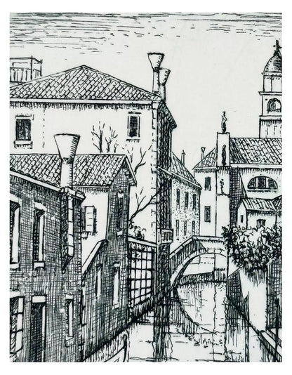 Venice Canal – Miniature Framed Etching – actual item photograph 6