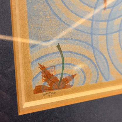 Maple Leaves and Ripples – Signed Japanese Woodblock Print, 1987 – detail 5
