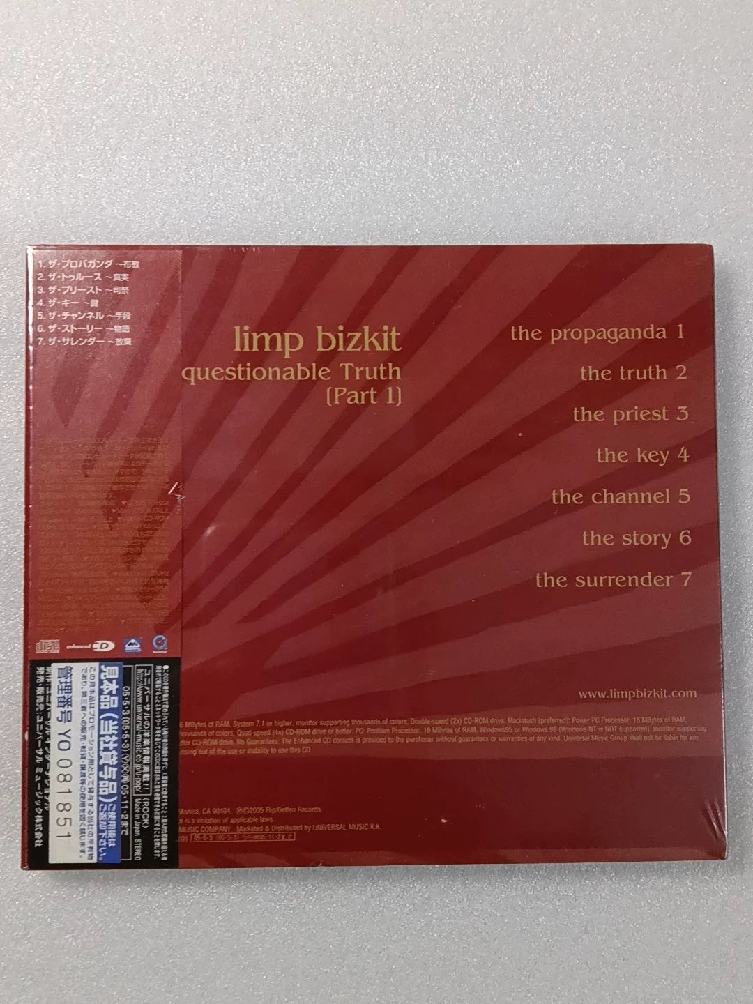 Limp Bizkit – The Unquestionable Truth (Part 1) – Japanese Promo CD, Sealed
