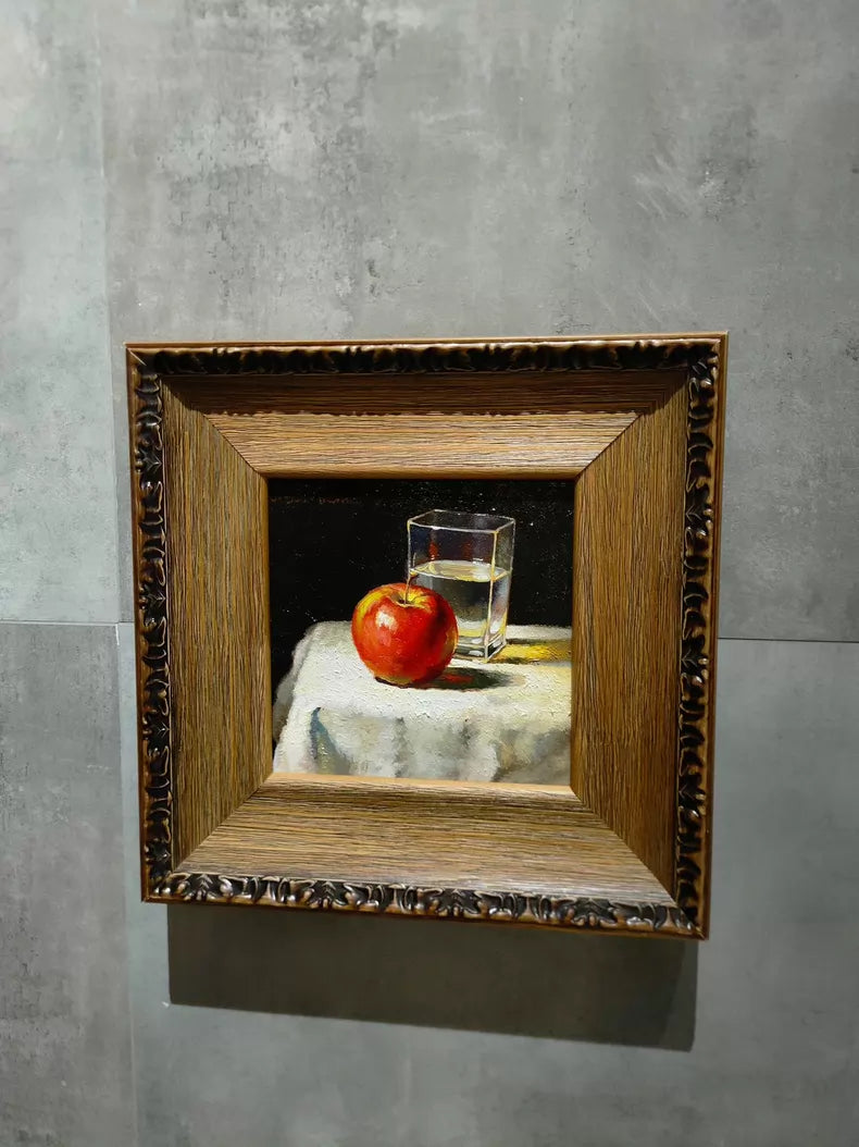 Signed Floral Oil Painting in Solid Wood Frame