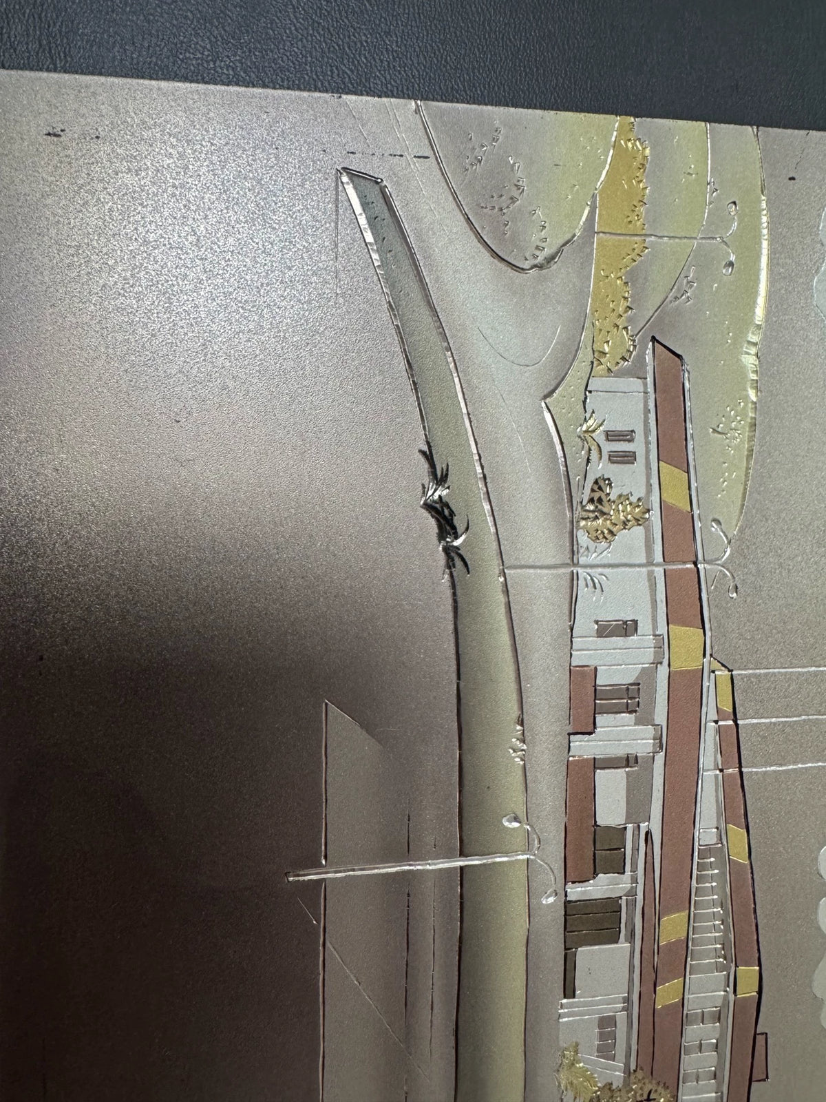 Architectural Street Scene – Japanese Metal Art Panel – detail 5