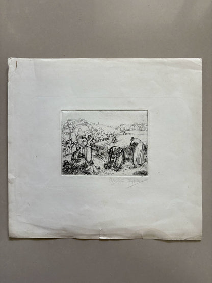 Harvest Workers – Signed Etching on Paper – actual item photograph 5