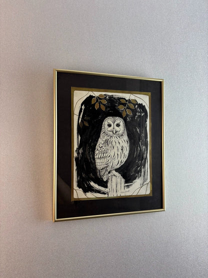 Owl Among Branches – Japanese Framed Print – actual item photograph 2