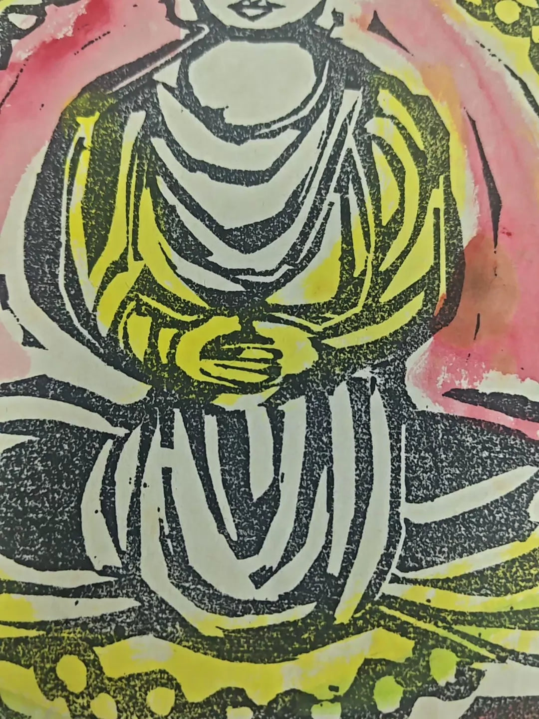 Seated Buddha – Japanese Framed Colour Print – detail 8