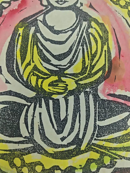 Seated Buddha – Japanese Framed Colour Print – detail 8