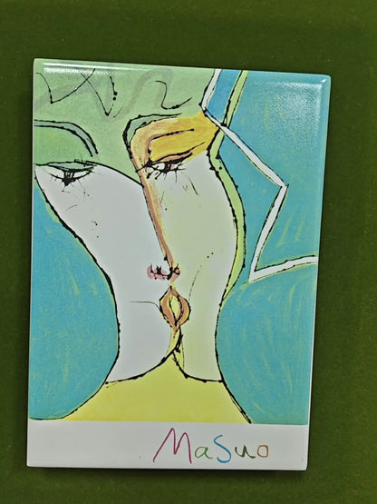 Masuo Ikeda – Abstract Faces – Framed Ceramic Art Plaque – detail 6