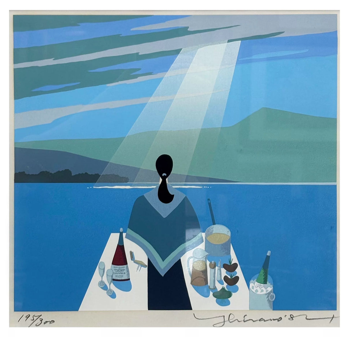 Hirano – Lakeside Terrace – Signed Framed Screenprint 195/300 – detail 2