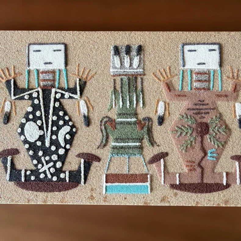 Navajo Sandpainting – Three Figures – 7.5 × 15 cm
