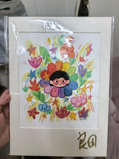 良田 – Mounted Illustrated Art Print with Signature – actual item photograph 1