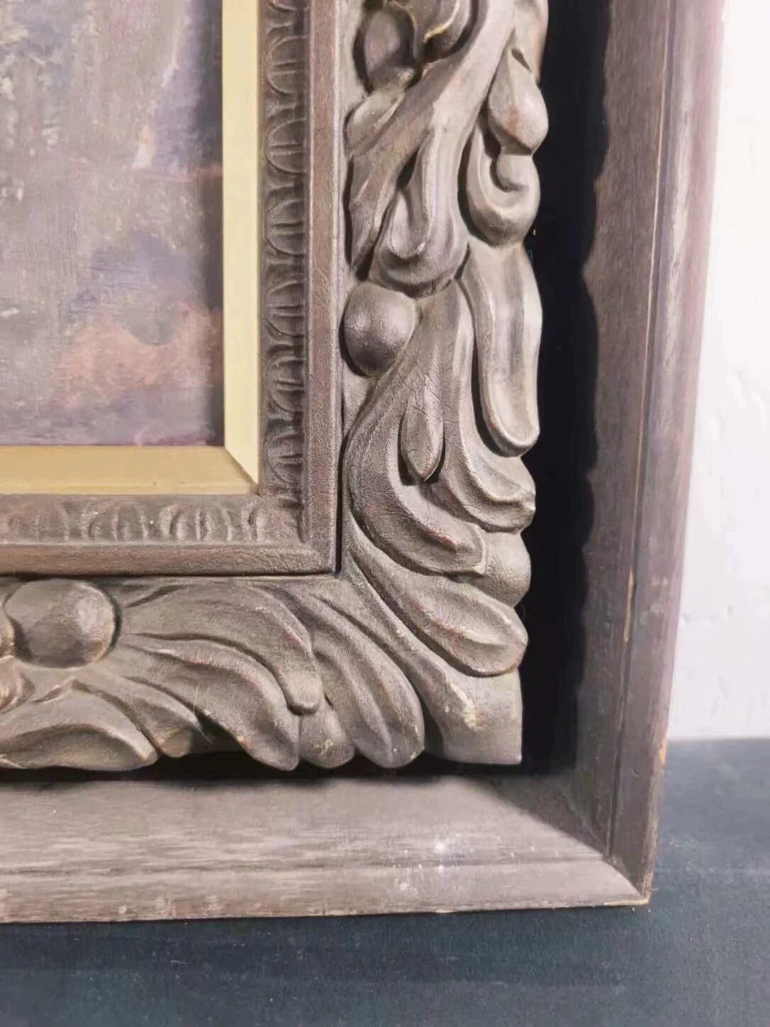Flowers in a Vase – Vintage Framed Ceramic Art Plaque – detail 7