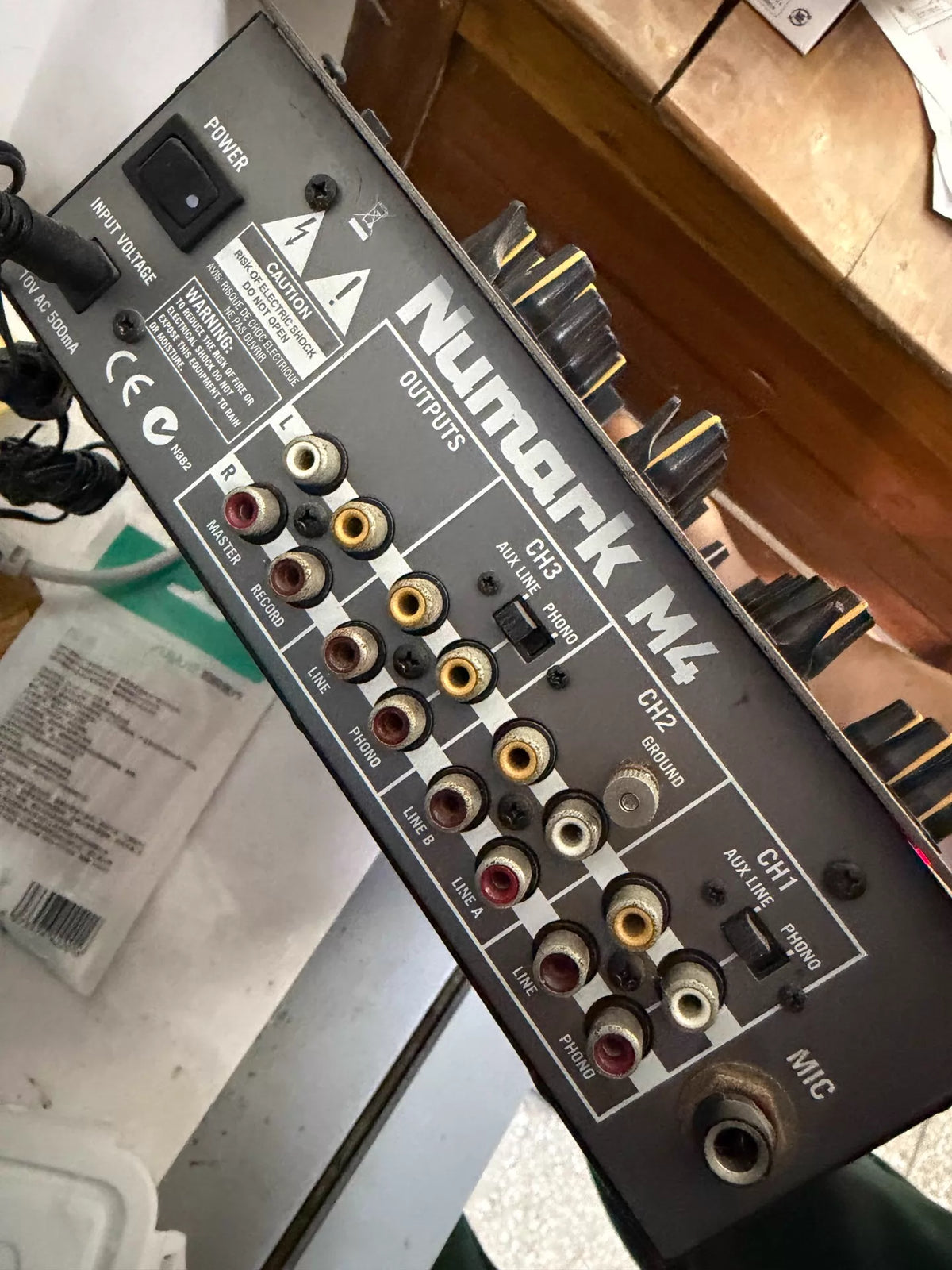 Numark M4 – Three-Channel DJ Mixer with Adaptor – actual item photograph 3