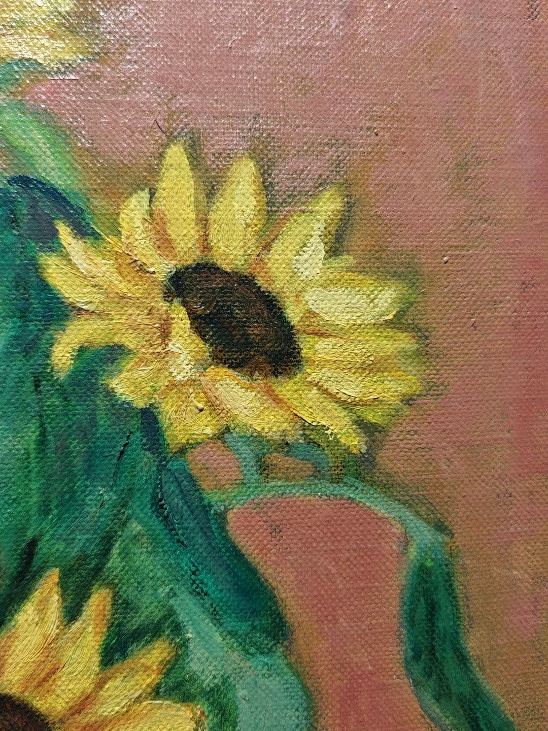 Sunflowers – Framed Oil Painting, Signed S. Shigemi