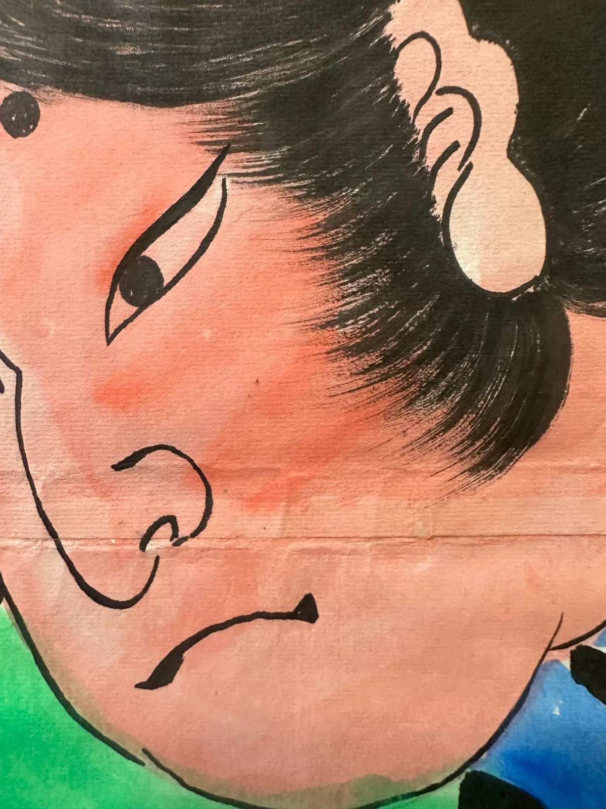 Warrior and Demon – Japanese Framed Folk-Art Print – detail 2