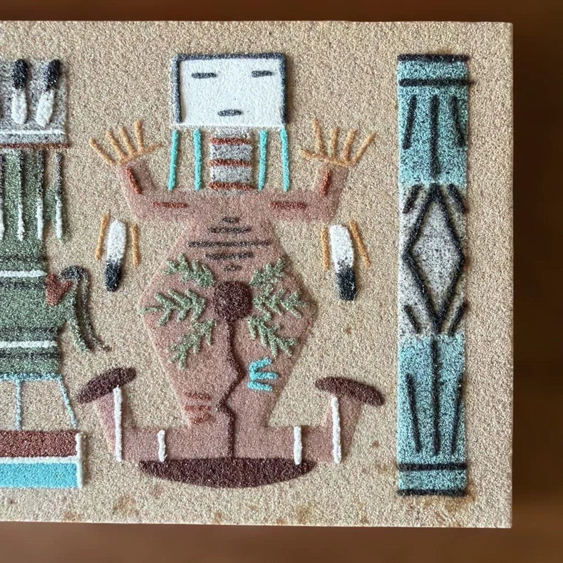 Navajo Sandpainting – Three Figures – 7.5 × 15 cm