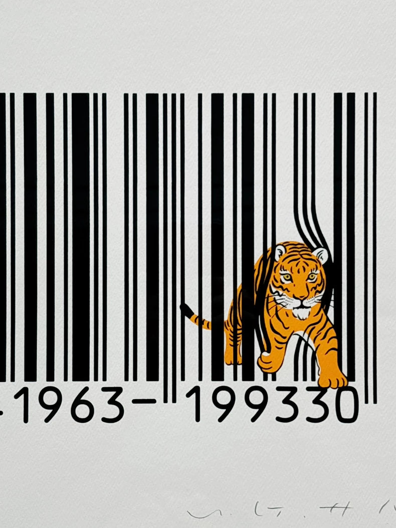 U.G. Saito – Barcode Tiger – Signed Framed Screenprint 62/200