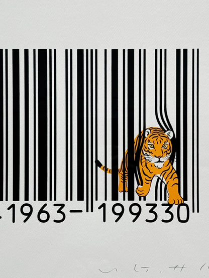 U.G. Saito – Barcode Tiger – Signed Framed Screenprint 62/200