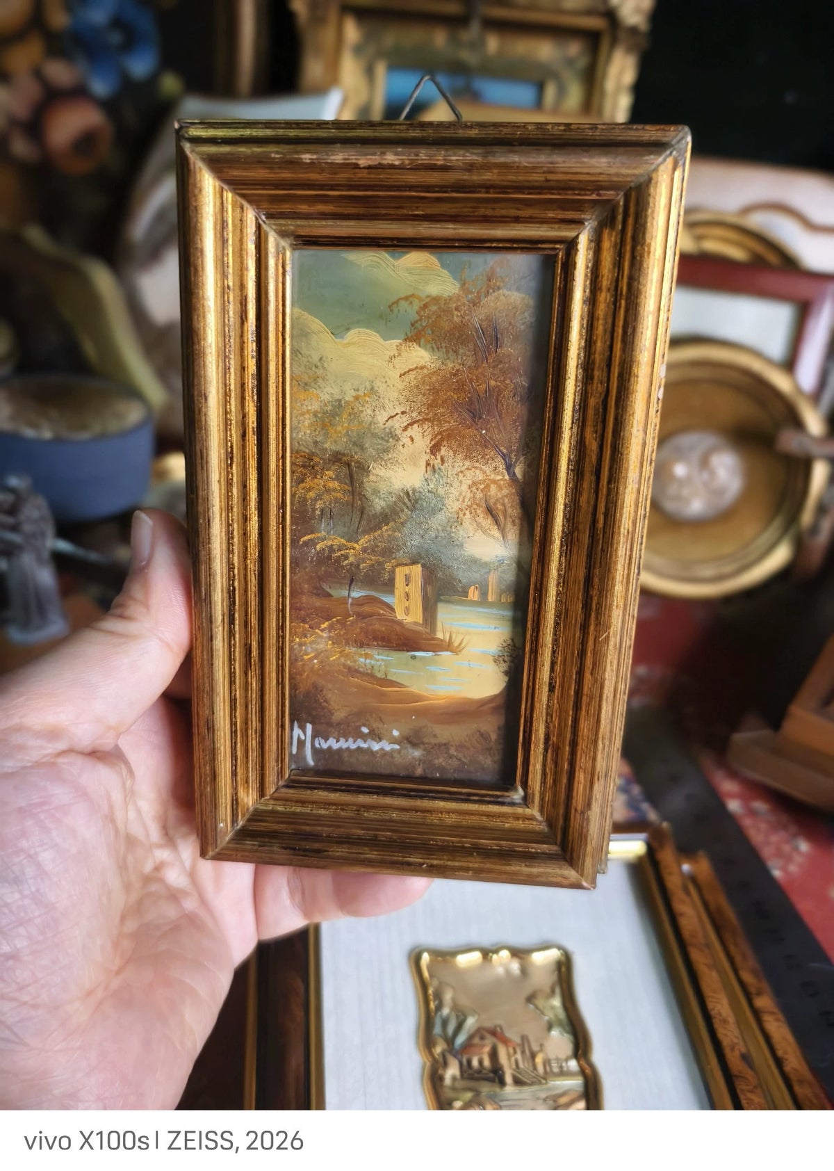 Miniature Mountain Landscape – Gold-Tone Frame