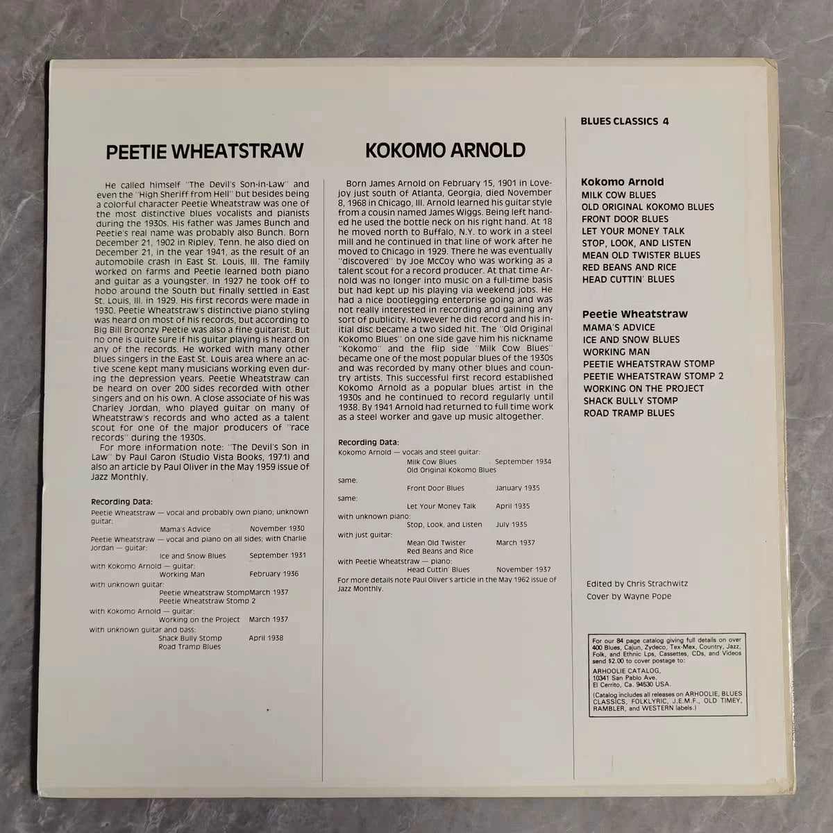 Kokomo Arnold & Peetie Wheatstraw – Blues Classics 4 (LP) – photo 2