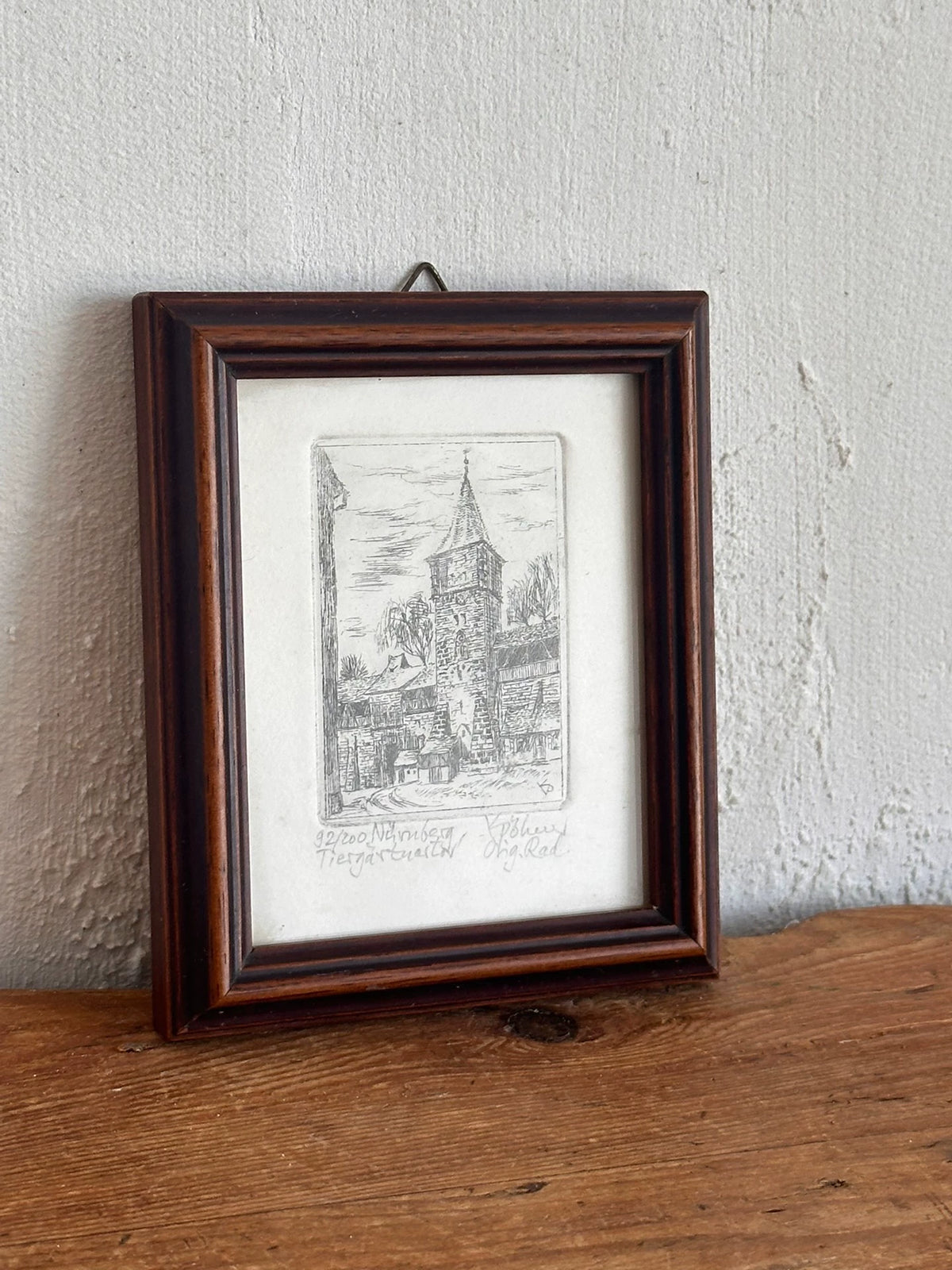 Karl Pöhner – Nuremberg Tiergärtnertor – Framed Etching – actual item photograph 3