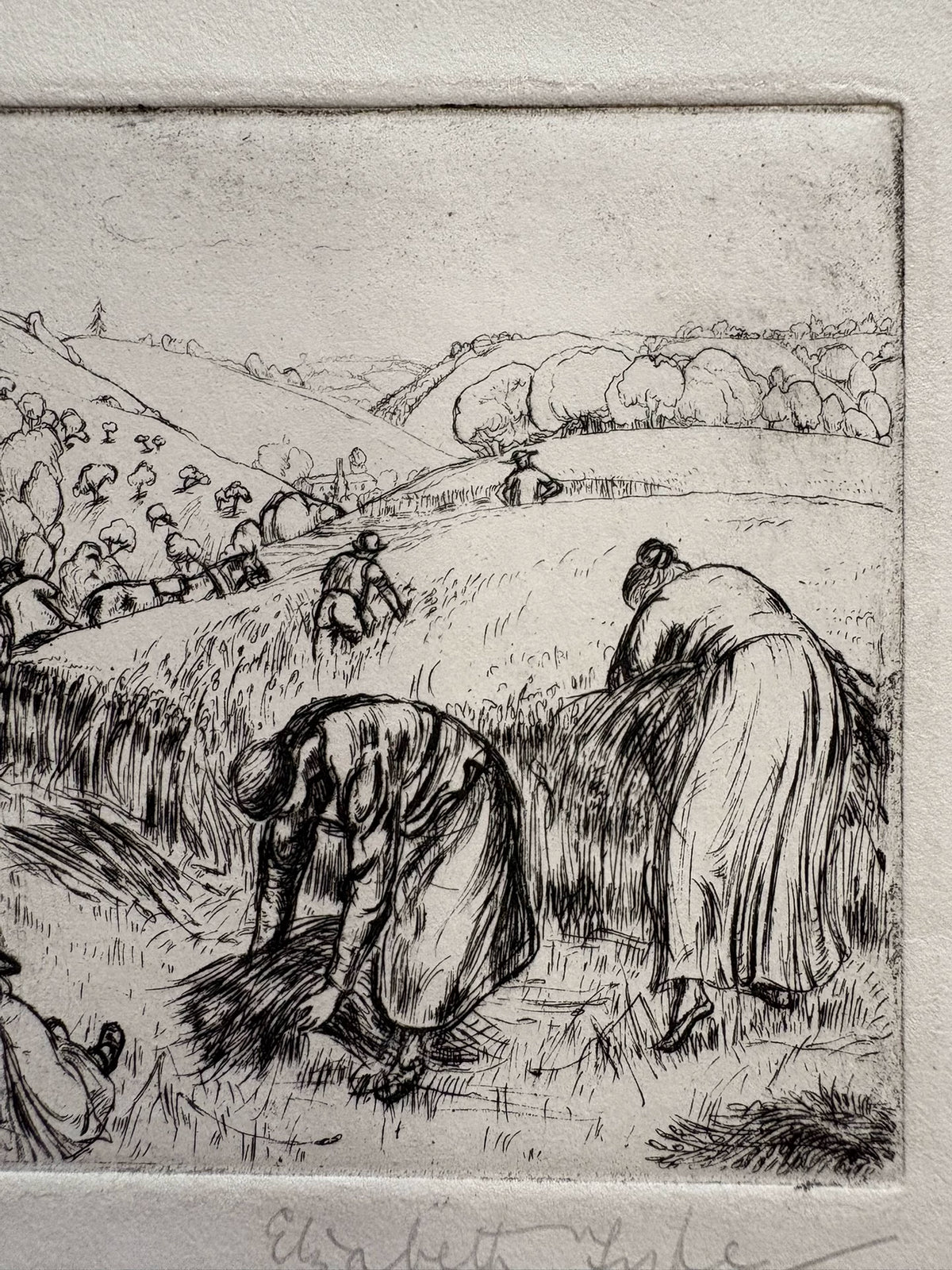 Harvest Workers – Signed Etching on Paper – actual item photograph 3