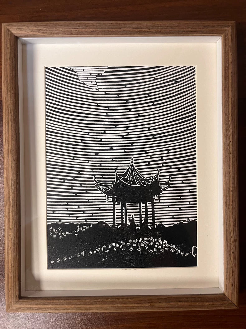 Bowen 笛 / Flute — Framed Original Woodcut