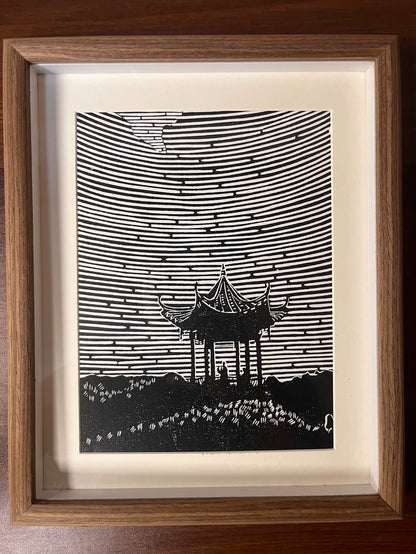 Bowen 笛 / Flute — Framed Original Woodcut