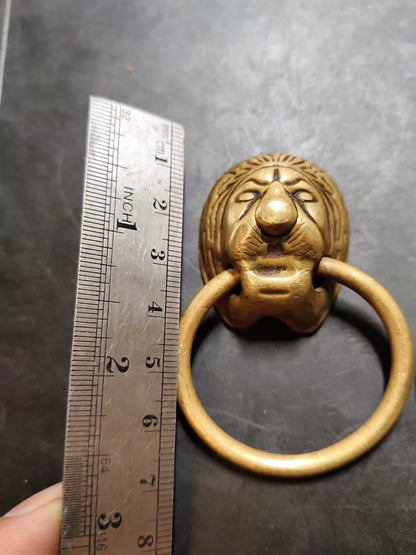 Pair of Brass Lion-Head Ring Pulls, 7 cm – source photo 4