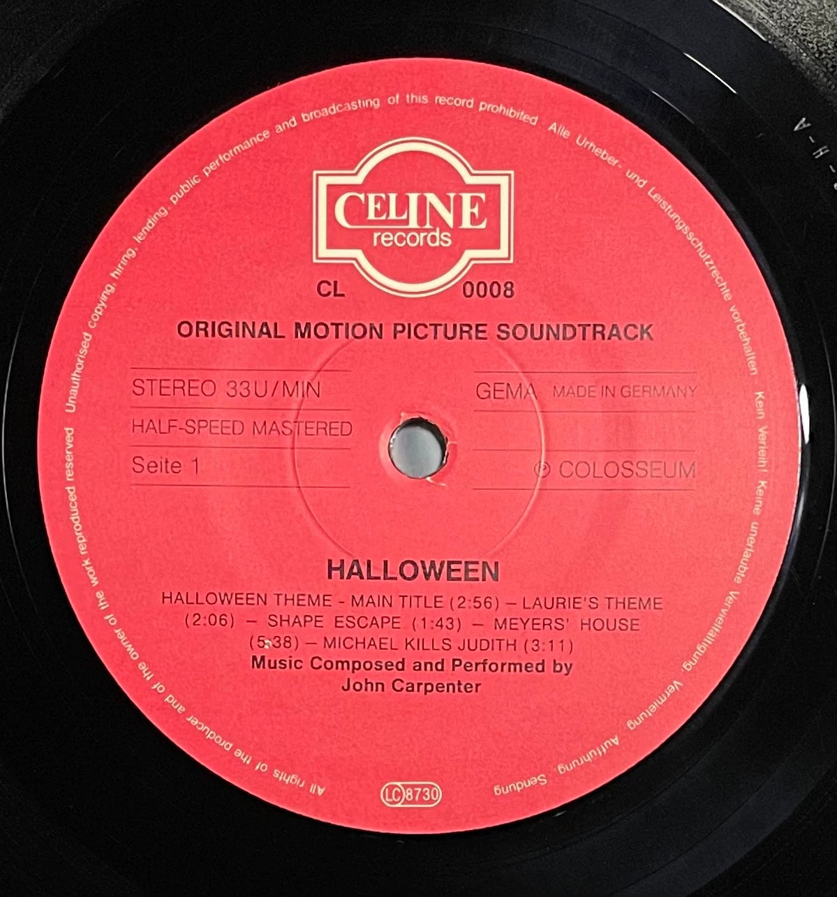 Halloween – Original Motion Picture Soundtrack 1983 German First-Press Vinyl LP — product detail 3