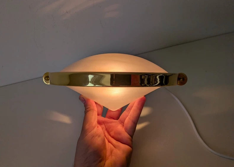 Spanish 1970s Art Deco Space-Age Glass Wall Lamp – actual product photo 2