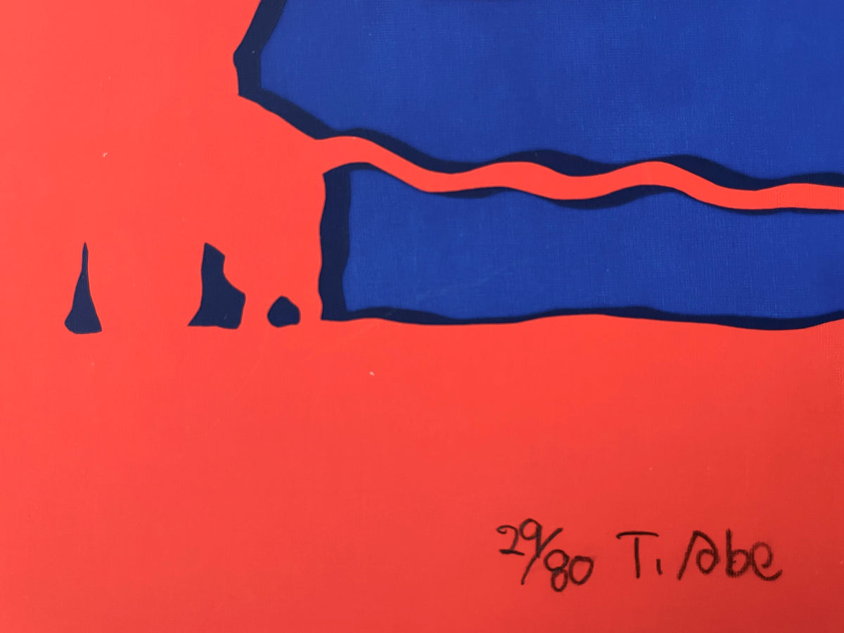 T. Abe – Red and Blue Creatures, Numbered Screenprint