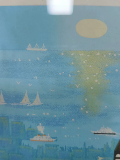 Blue Harbor Landscape – Framed Art Print – detail 5