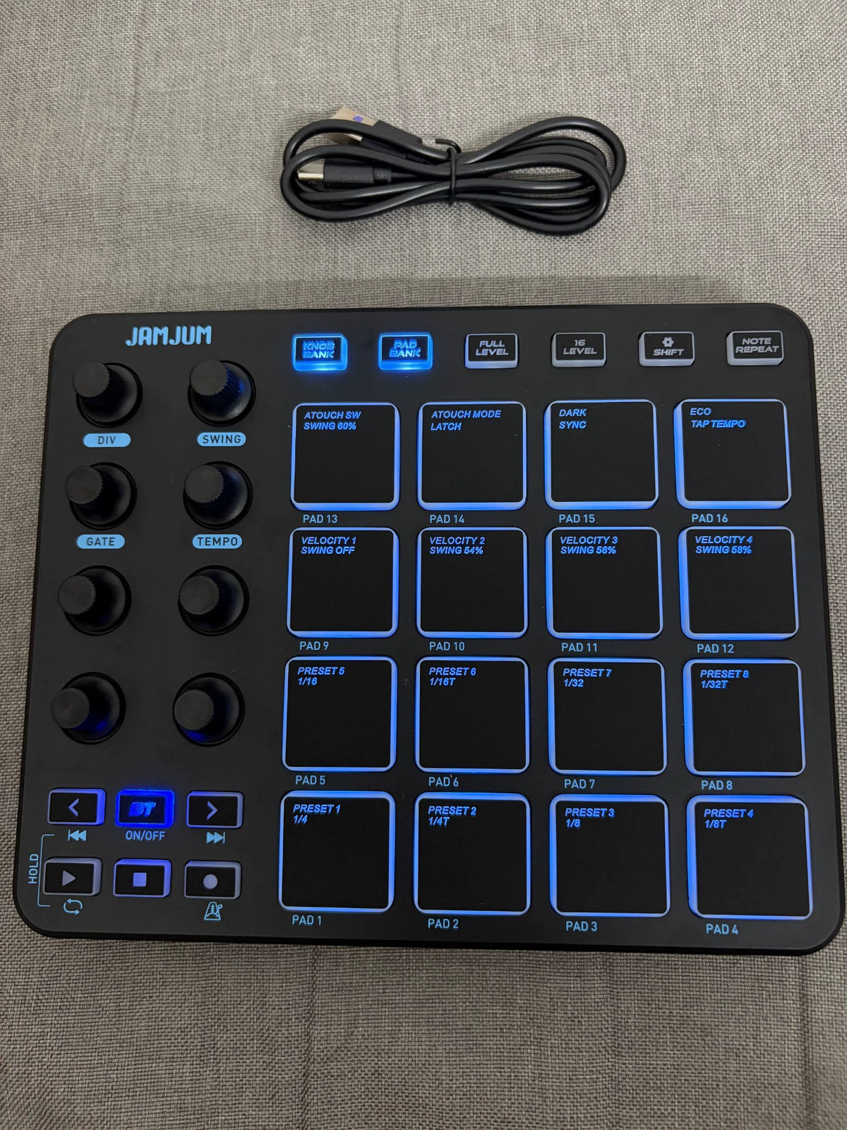 JAMJUM JP-1 – Black MIDI Pad Controller, Open Box