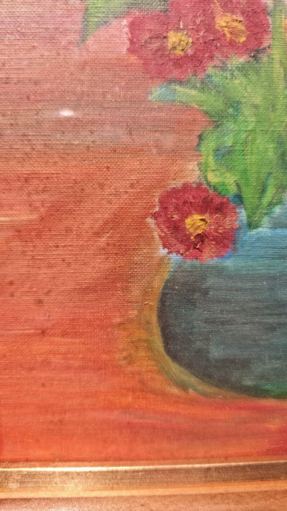 Flowers in a Blue Vase – Framed Painting